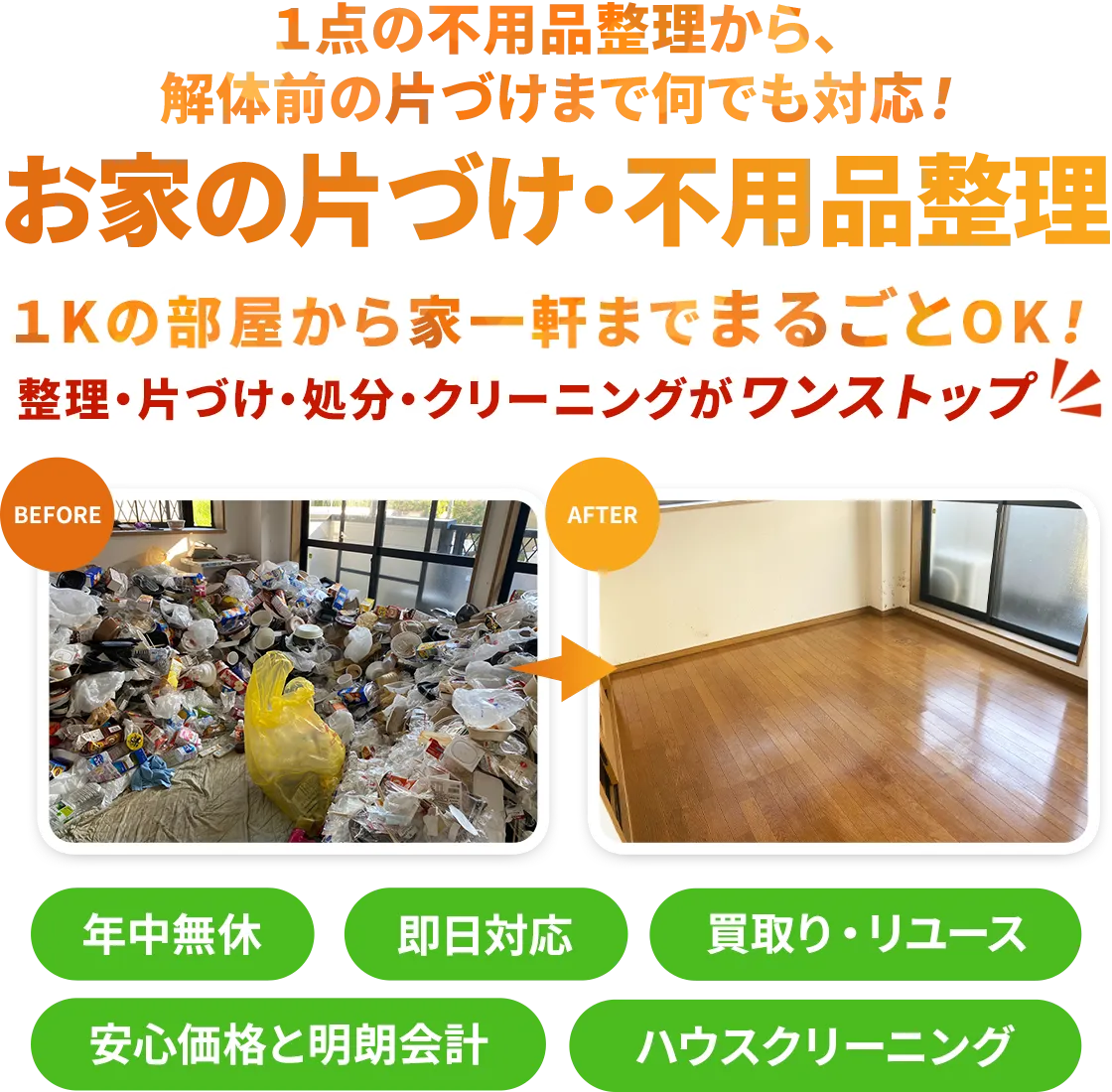 愛知・名古屋のお家片づけ・不用品整理